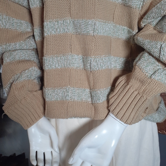 Zara Cotton Blend Oversized Striped Sweater - Picture 2 of 12